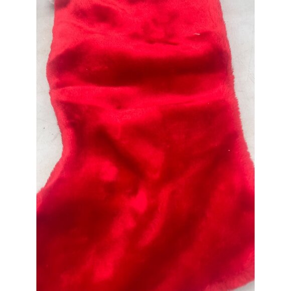 Christmas stocking foe fur solid red white decor 19" READ - Picture 5 of 5